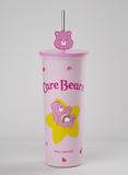 Gobelet métal avec paille 800ml rose CARE BEARS