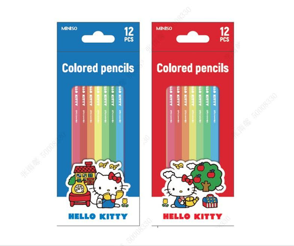 Ensemble de 12 crayons de couleurs Hello Kitty Fun School