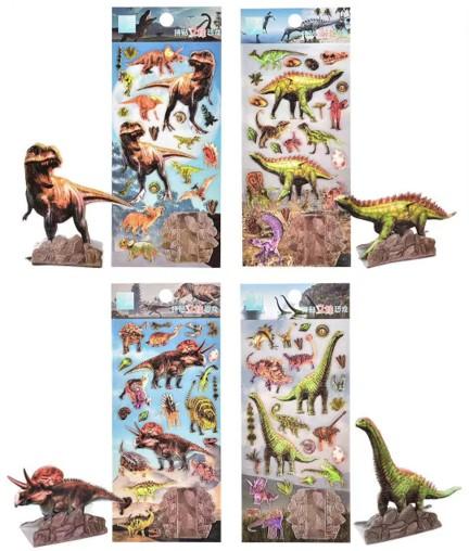Autocollants 3D en mousse dinosaure (4 modèles assortis)